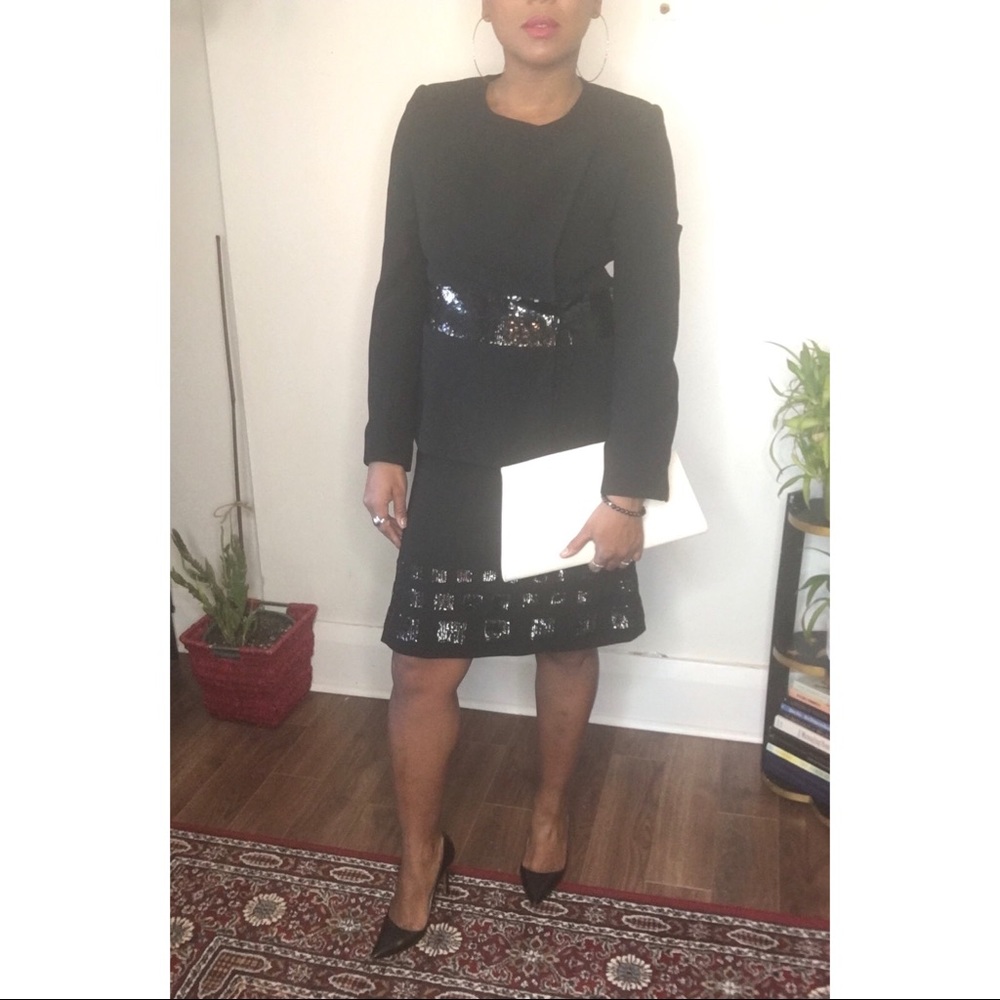 NWT Ines Di Santo skirt suit black/sequins